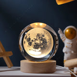 3D Galaxy Crystal Ball Night Light – USB Powered LED Planet Lamp with Wooden Base