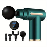 Portable Electric Massage Gun with LED Touchscreen and 4 Replaceable Heads for Deep Tissue Relief