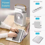3-in-1 Portable USB Air Cooler - Mini Humidifier Fan with LED Night Light