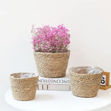 Handwoven Straw Planter Basket for Indoor and Outdoor Plants