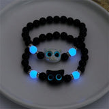 Glow-in-the-Dark Kitten Charm Bracelet for Women