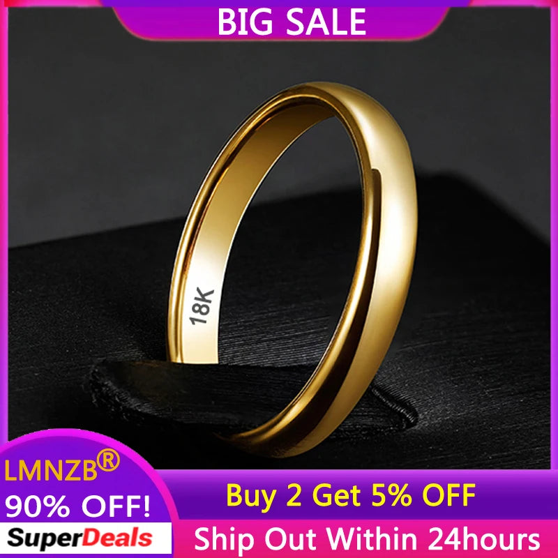 Alianza de boda minimalista bañada en oro de 18 quilates: anillo elegante y duradero para mujeres y hombres