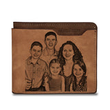 Custom Engraved Leather Wallet for Men – Personalized Photo & Name PU Leather Billfold