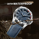 Men's Fashion Quartz Watch – Leather Strap, Waterproof, Luminous Hands, Calendar Display