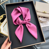 60cm Solid Color Silk Satin Neckerchief – Elegant Hijab Scarf for Women