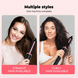 Wireless Thermal Brush Styler - 3-in-1 Ionic Hair Straightener, Curler & Volumizer with USB Charging