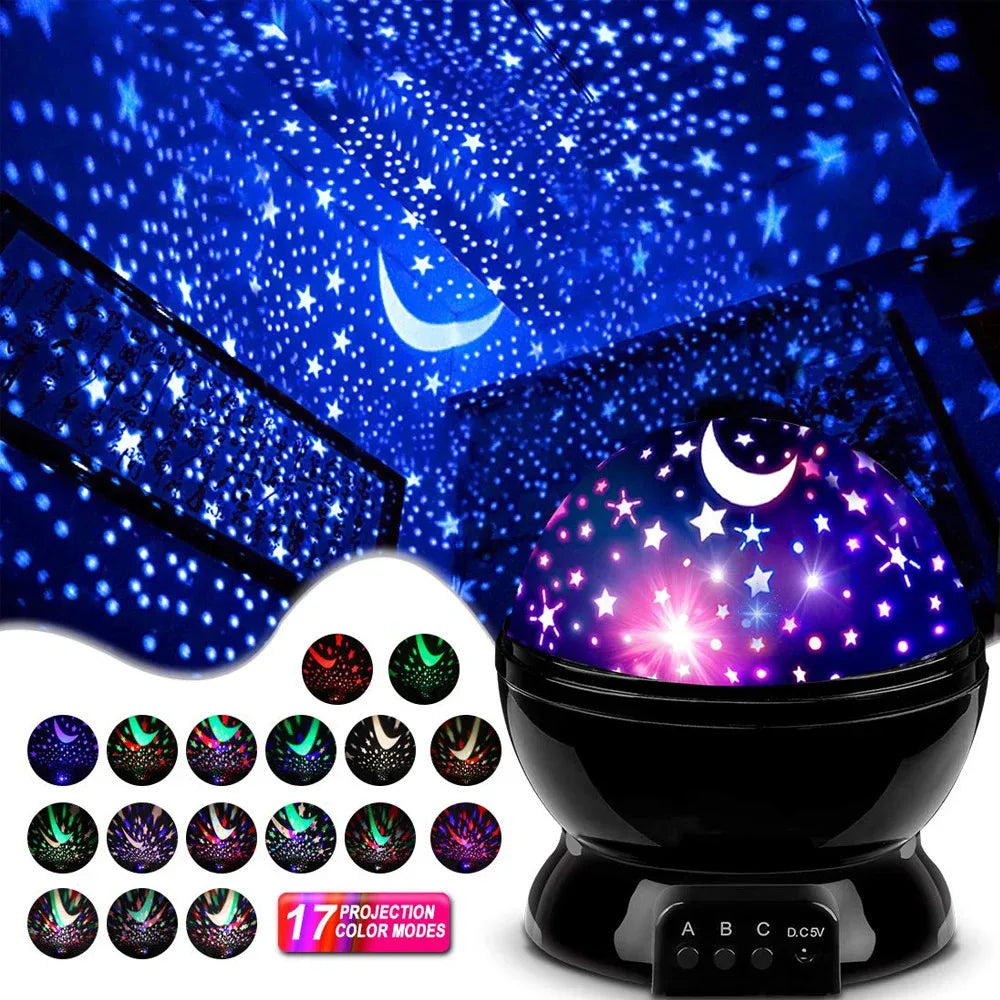 Rotating Star and Moon Night Light Projector for Kids’ Bedroom