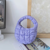Mini Dumpling Shaped Linen Bag with Zipper Pocket – Soft Baguette Tote for Everyday Use