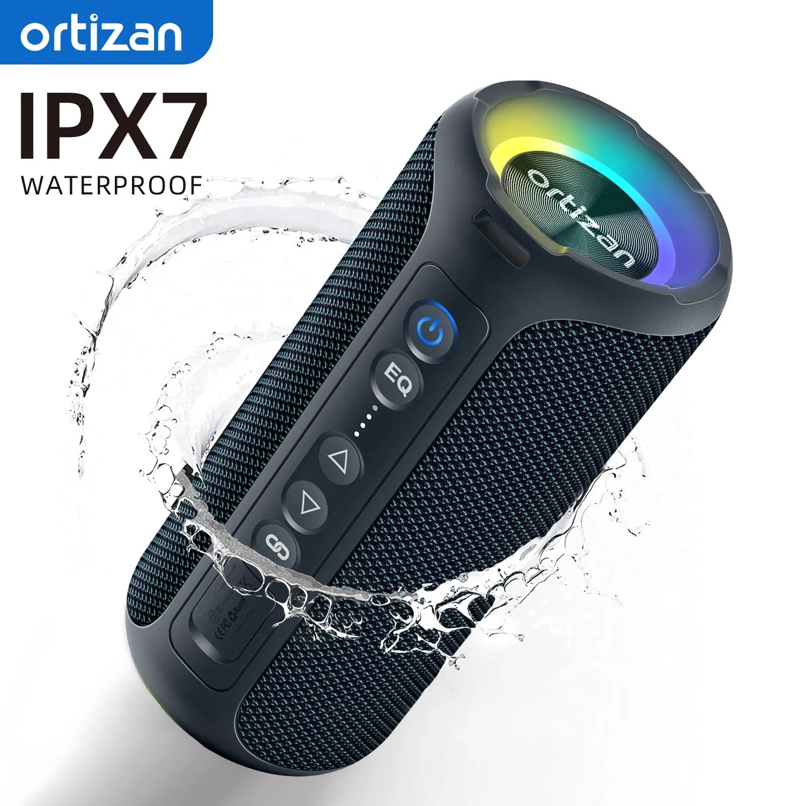 Altavoz Bluetooth portátil de 40 W: resistente al agua, graves profundos y espectáculo de luces LED