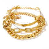 Bohemian Geometric Link Chain Bracelet with Lobster Claw Clasp for Women - Mood Tracker Jewelry