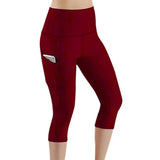 Seamless High-Waist Maternity Yoga Leggings with Pockets – Full-Length, Breathable Stretch Pants