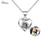 Personalized Photo Projection Necklace with Rose Pendant
