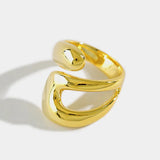 Minimalist Silver Geometric Ring – Elegant Hollow Design for Women