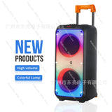 Dual 8-Inch 40W Bluetooth Flame Light Karaoke Speaker with Remote & Wireless Mic