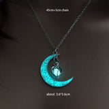 Glow in the Dark Moon & Star Planet Pendant Necklace – Luminous Celestial Charm