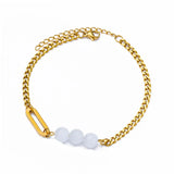 Pulsera de acero inoxidable con dijes de moda para mujer: diseño de plantas con cierre de pinza de langosta