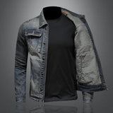 Men’s Casual Loose-Fit Denim Jacket with Zipper Closure – Stylish Outerwear for Spring & Autumn