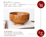 Cuenco japonés de madera maciza | Vajilla retro de madera de azufaifo para sopas y ensaladas