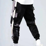 Men’s Multi-Pocket Cargo Pants – Color Block, Elastic Waist, Hip Hop Streetwear for Fall & Winter