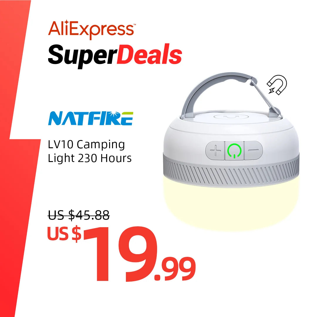 Linterna y linterna LED recargable para acampar NATFIRE LV10: luz de emergencia de 5 colores con función de banco de energía