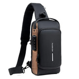 Men’s Anti-Theft USB Charging Sling Bag – Waterproof Oxford Chest Bag with Password Lock