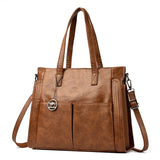 Women’s Vintage PU Leather Tote Bag – Large Capacity Zipper Handbag for Daily & Office Use