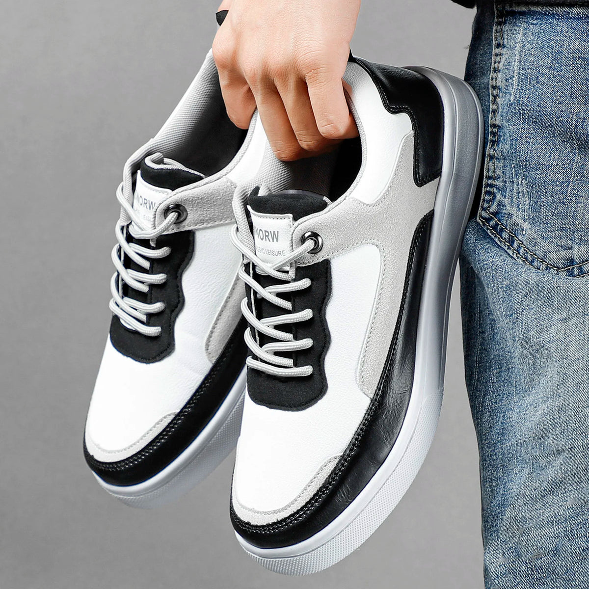 Men’s Lightweight Breathable Summer Sneakers – Lace-Up Artificial Leather Casual Shoes
