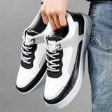 Men’s Lightweight Breathable Summer Sneakers – Lace-Up Artificial Leather Casual Shoes