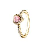 Anillo de plata 925 chapado en oro nuevo 2024 con circonita brillante y doble banda en forma de corazón para mujer, anillo Pandor original, joyería fina