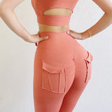 Women's High-Waist Yoga Tracksuit Set with Bra and Pocket Leggings