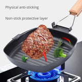 Parrilla portátil plegable | Sartén para exteriores con mango de madera antiescaldaduras