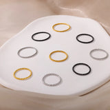 Elegant Stainless Steel Wedding Band – Minimalist Pave-Set Ring for Women