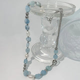 Natural Blue Stone & Freshwater Pearl Irregular Necklace – Vintage Summer Statement Jewelry for Women