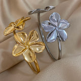 Trendy Gold Flower Cuff Bracelet for Women