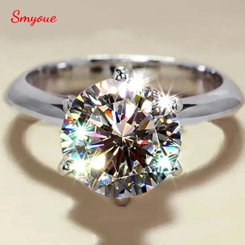 GRA Certified 0.5-10CT Moissanite Solitaire Ring – VVS1 D Color Engagement Ring in 925 Sterling Silver