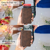 RFID-Blocking Leather Wallet with Pop-Up Card Holder & Money Clip – Slim Minimalist Design