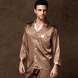 Luxury Men's Paisley Pajama Set - Soft Imitation Silk Full Sleeve Sleepwear with Elastic Waist