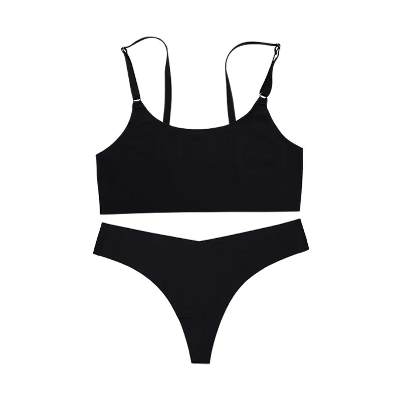 Seamless Wire-Free Bra and Panty Set for Women – Soft Knit Everyday Lingerie