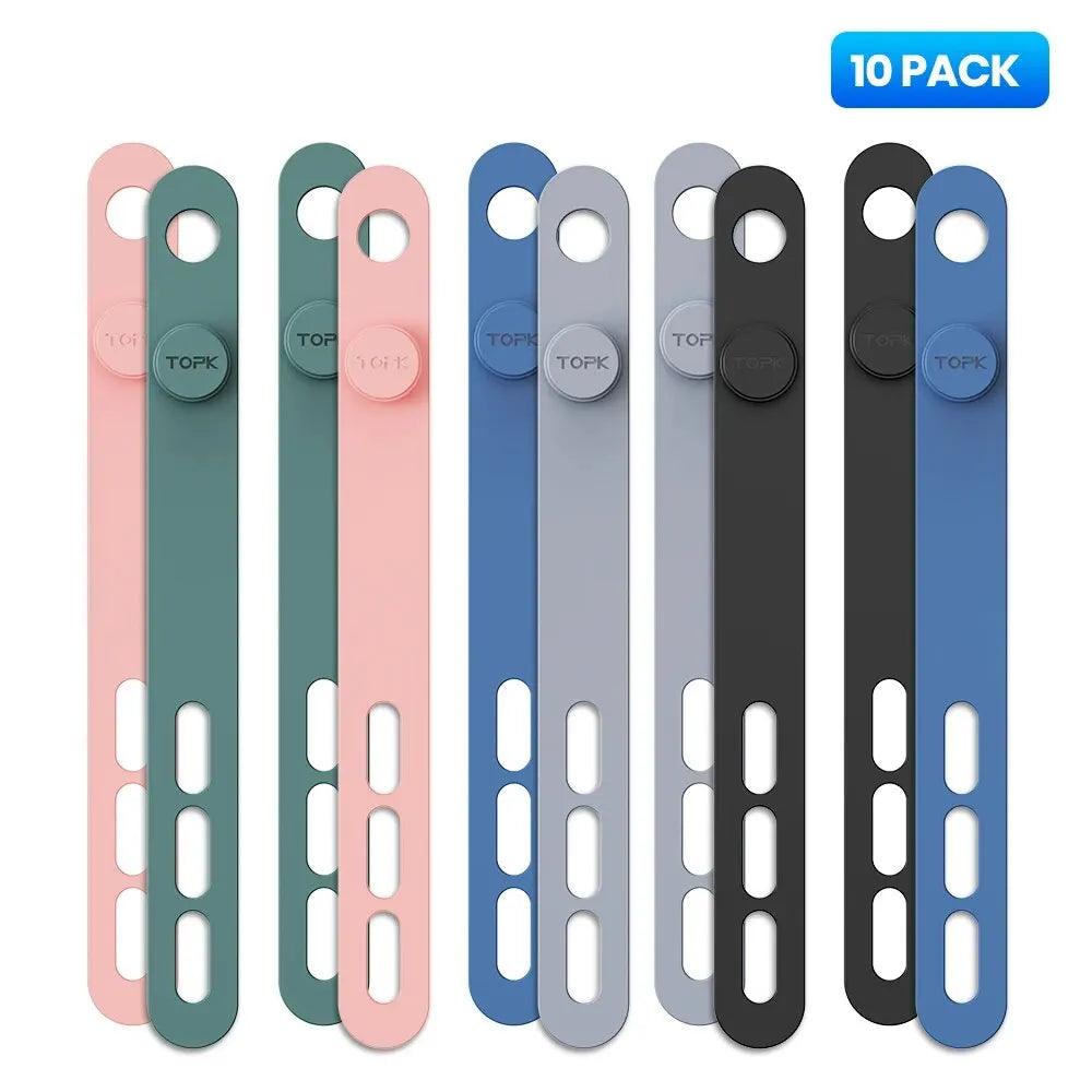 Silicone cable ties – mixed colour 10 pack
