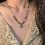 Collar de mariposa con cuentas de estilo chino: elegante cadena de clavícula de verano para mujer