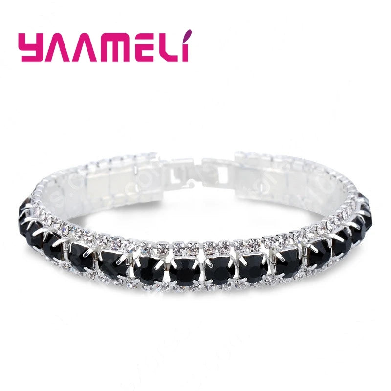 Elegant Sterling Silver Cubic Zirconia Women’s Chain Bracelet