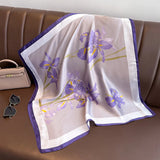 Pañuelo cuadrado de seda con estampado de caballos de lujo de 70 × 70 cm: elegante pañuelo de satén para mujer