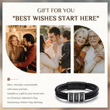 Personalized Name Leather Bracelet for Men – Magnetic Clasp Custom Wristband