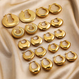 Gold-Plated Stainless Steel Geometric Hoop Earrings – Waterproof & Tarnish-Resistant