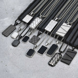 Stainless Steel Military Dog Tag Necklace for Men – Black & Silver with Box Chain