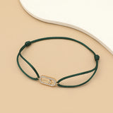Adjustable Rope Chain Bracelet with Geometric Design and Cubic Zirconia – Classic Fashion Jewelry for Women