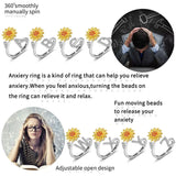 Sunflower Spinner Ring - Stainless Steel Initial Letter Anxiety Relief Jewelry for Women
