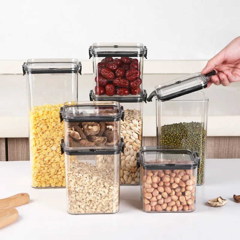 Tarros apilables transparentes para almacenar alimentos: organizador de cocina de plástico para productos secos