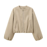 Women's Stylish Bomber Jacket with Crew Neck – Soft, Trendy & Versatile Outerwear