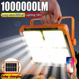 Linterna LED para acampar recargable con energía solar: 300 W ultrabrillante, banco de energía, luz de emergencia y para exteriores